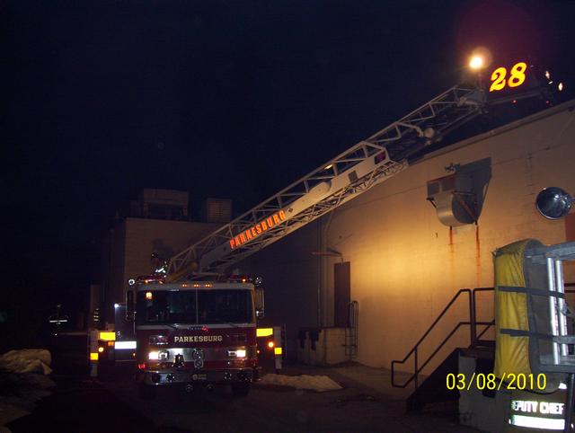 Tower/Ladder 28 up at a training drill